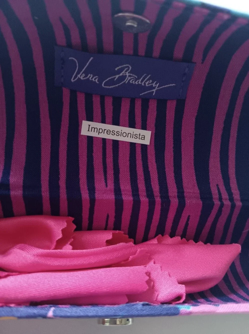 Vera Bradley Impressionista Hard Clip Eyeglass Readers Case Purple Blue